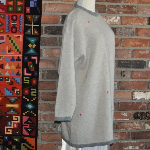 Passport Lambs Wool Angora Blend Tunic Knit Sweater Dress Hearts Seal W/ Halo 42 - Picture 2 of 9